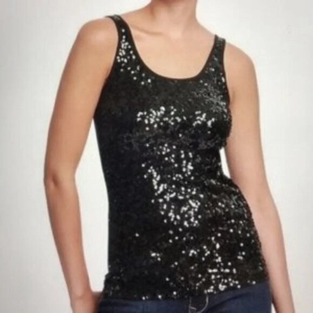 J.Crew Black Sequined Stretch Tank NWT